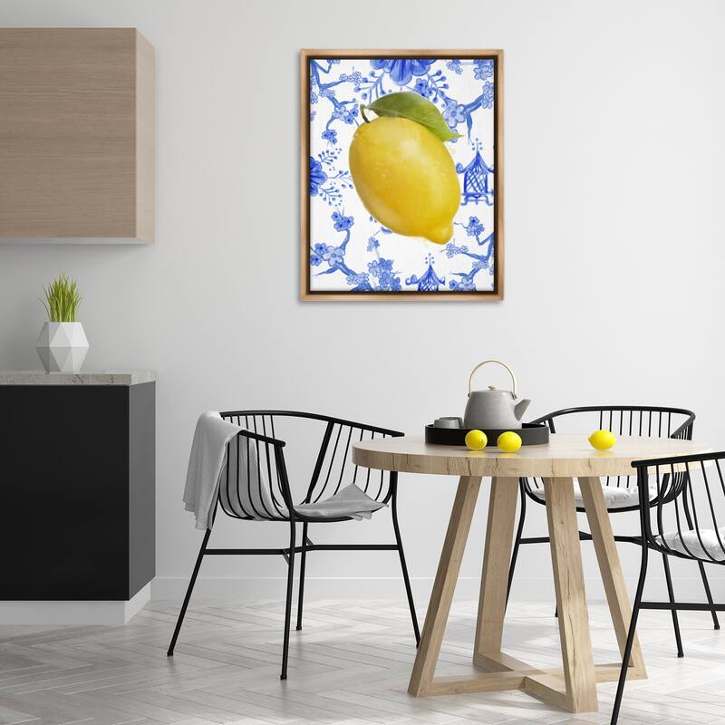 Stupell Lemon Over Chinoiserie Framed Floater Canvas Wall Art Design By Matthew Piotrowicz