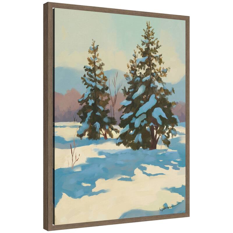 Kate and Laurel Morning Snow by Mary Sparrow Framed Canvas Wall Art Print - 18 x 24