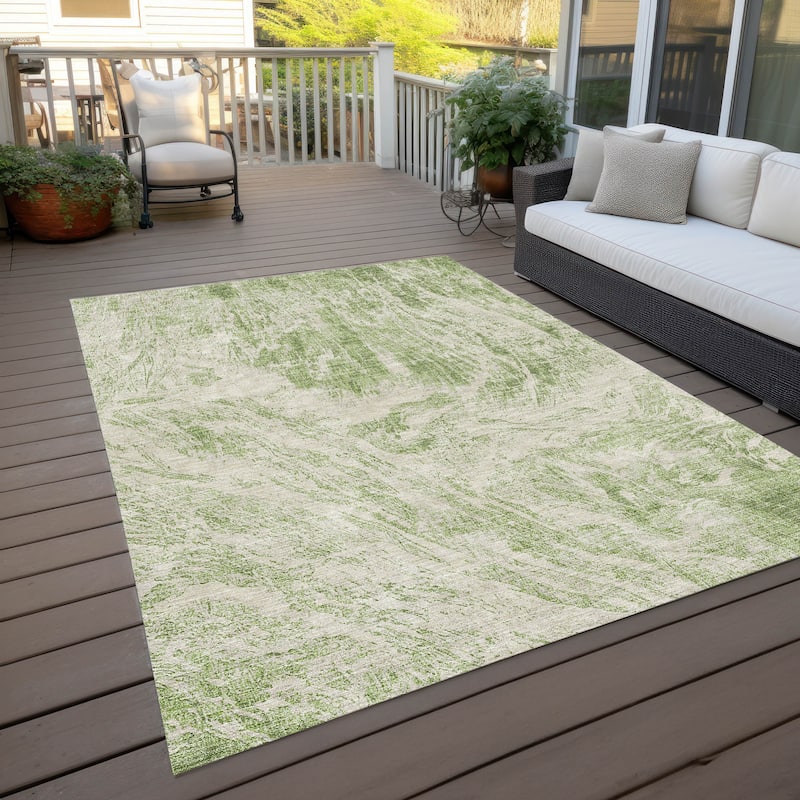 Machine Washable Indoor/ Outdoor Modern Abstract Chantille Rug - Aloe - 5' x 7'6"