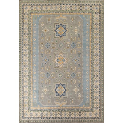 Traditional / Geometric Kazak Area Rug Handmade Wool Carpet - 10'0"x 13'2"
