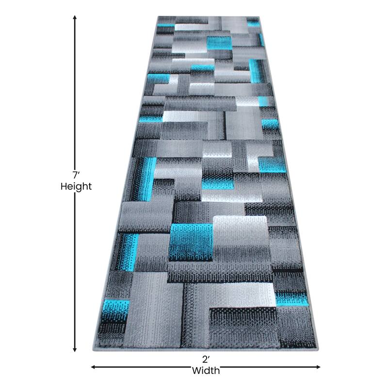 Modern Geometric Style Color Blocked Indoor Area Rug