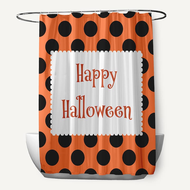 Halloween Happy Halloween Dots Shower Curtain - Traditional Orange