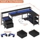preview thumbnail 19 of 65, Reversible L Shaped Computer Desk with File Drawer & Monitor Stand & Power Outlet & LED Strip, Home Office Desk Corner Desk