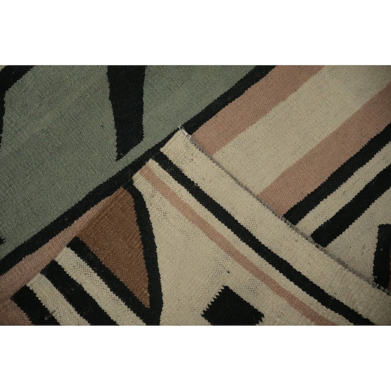 Hand Woven Oriental 100% Wool Carpet Southwestern Tribal Greys & Charcoal Kilim Area Rug - 18' 3'' X 11' 10''