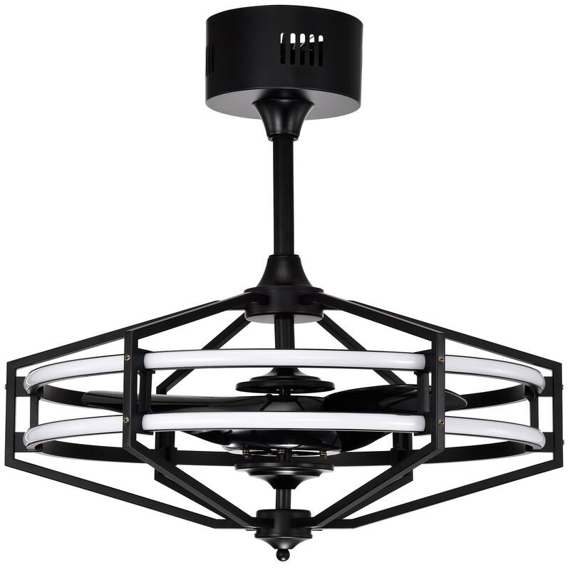 Hamza Matte Black 28-Inch Reversible 3-Blade LED Fandelier Ceiling Fan with Remote