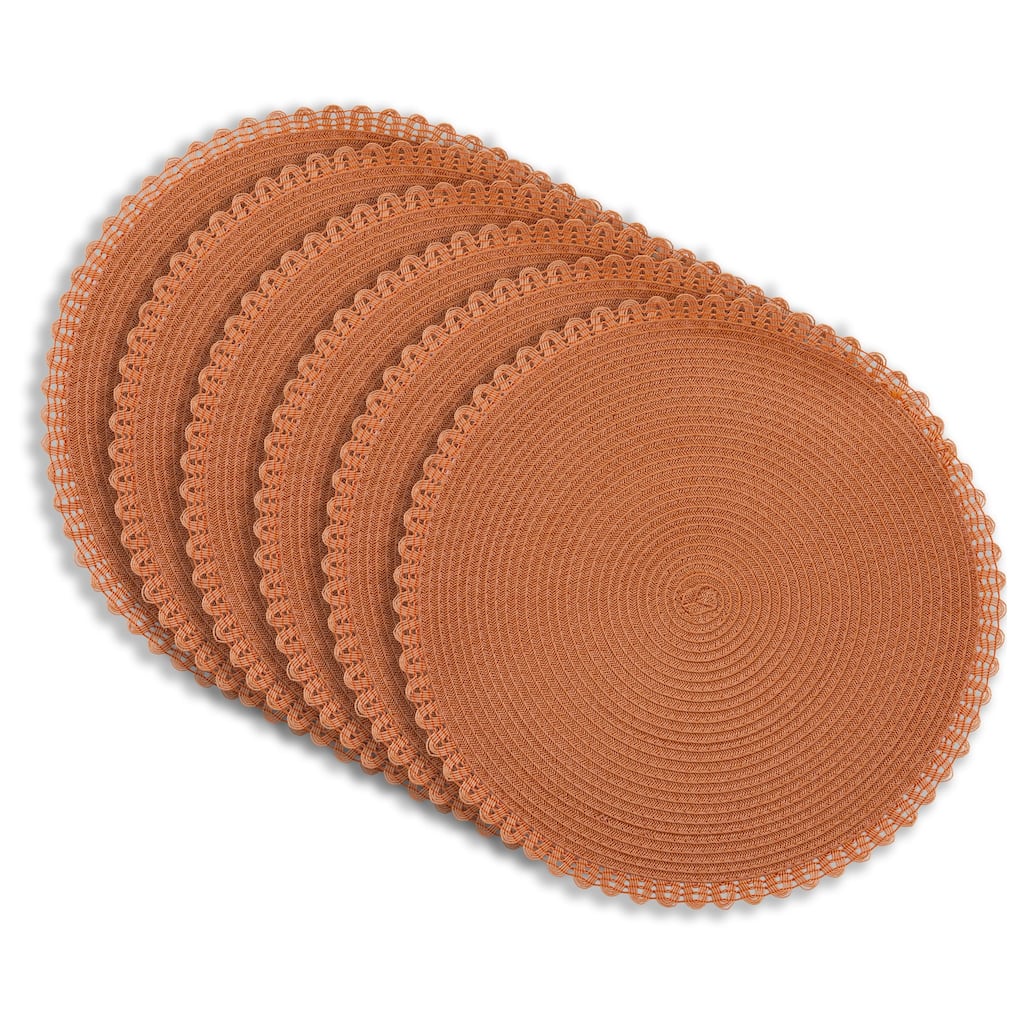 Dainty Home Chantilly 15" Round Woven Non-Slip Placemats Set of 6