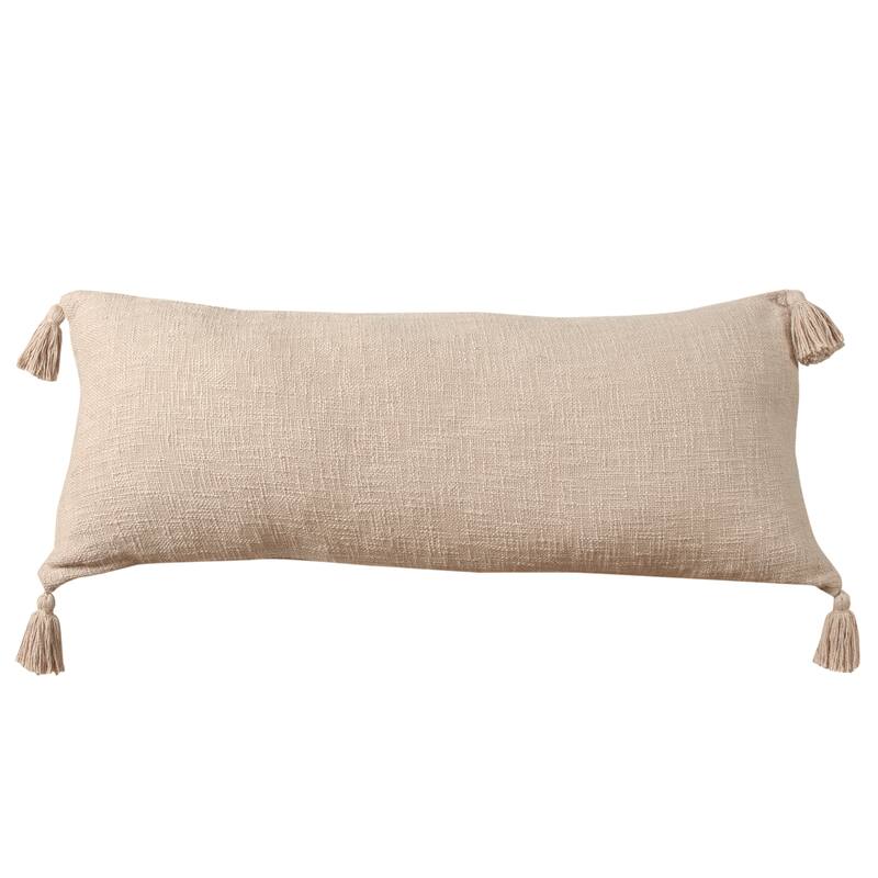 Sevita Solid Cotton Throw Pillow with Tassels