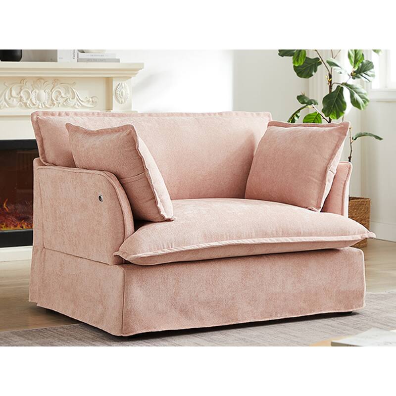 Roomfitters 47.2" Oversized Accent Chair, Chenille Armchair with Deep Wide Seat, Throw Pillows, Modern Lounge Sofa