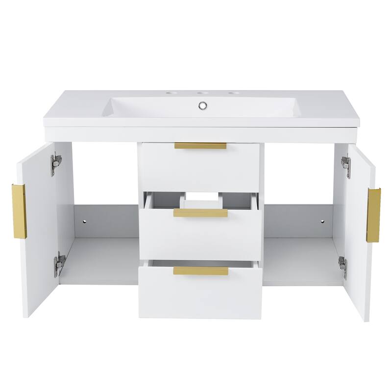 72"Wall Mounted Bathroom Vanity, Floating Bathroom Storage Cabinet with 2 Drawers, Solid Wood Bathroom Cabinet
