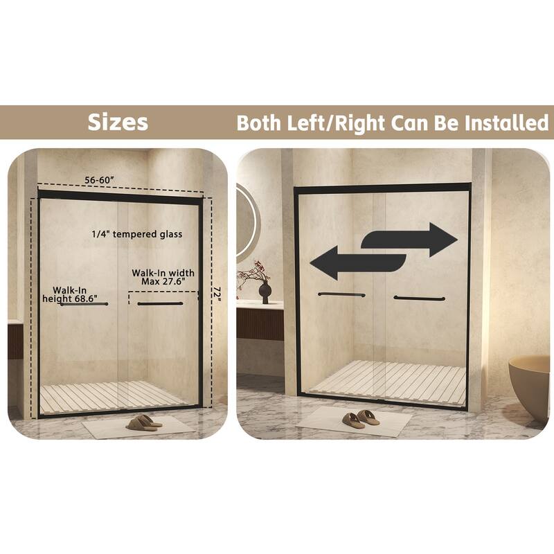 GDFStudio - Alden Adjustable Frameless Double Sliding Shower Door for Modern Bathroom Spaces