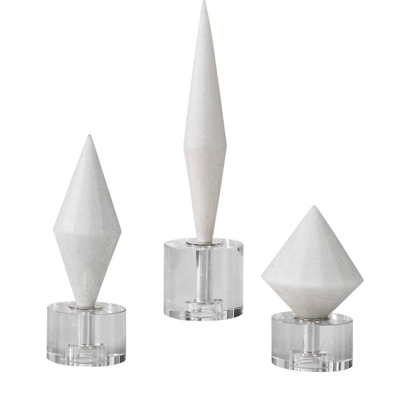 Diamond Sculptures with Crystal Base - 14" - Set of 3