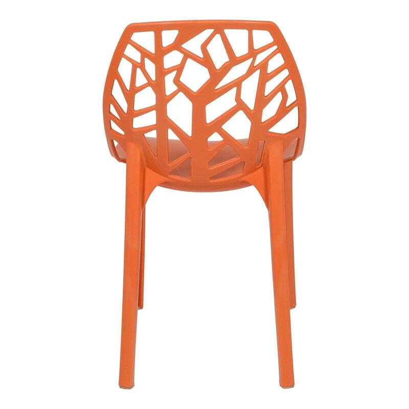Stackable Dining Chair in Polypropylene (Set of 4) Modern Cut-out Design Backrest Accent Side Chair