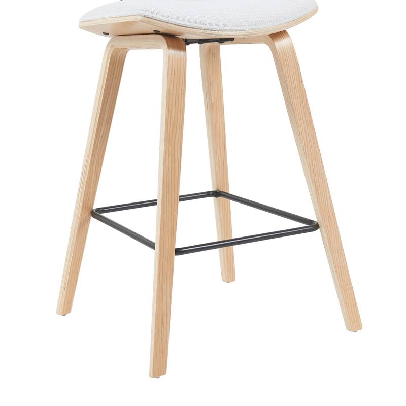Fox Mid-Century Bar Stool, Upholstered Counter Height Chair with Bentwood Legs