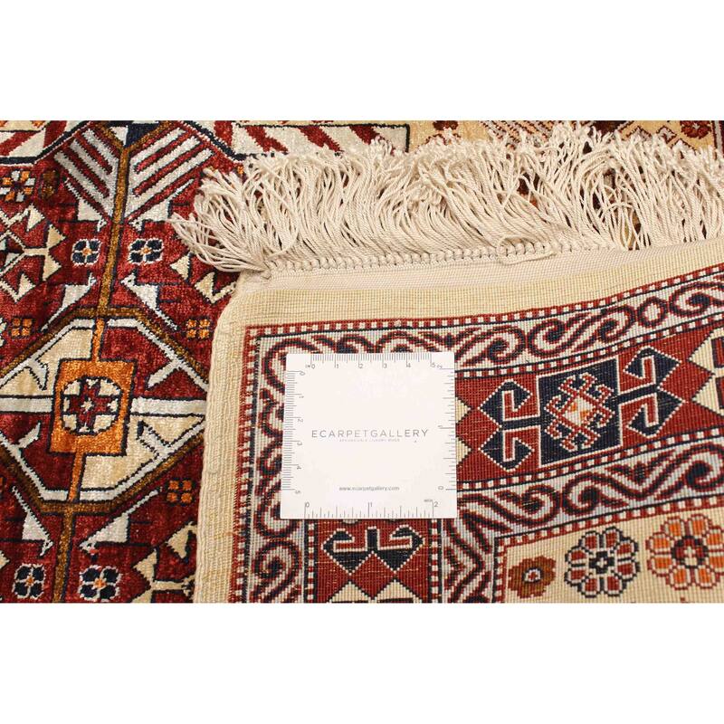 ECARPETGALLERY Hand-knotted Hereke Light Khaki Silk Rug - 2'4 x 2'11