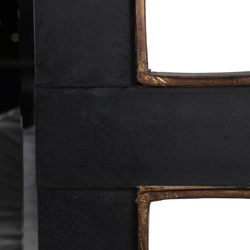 Wood Metal Wall Mirror Modern Square Geometric Open Frame - 40" Black - 40" x 2" x 40"