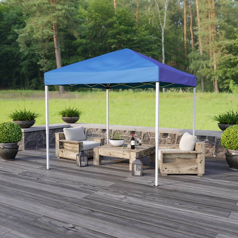 8'x8' Weather Resistant Easy Pop Up Slanted Leg Canopy Tent with Carry Bag - 8x8