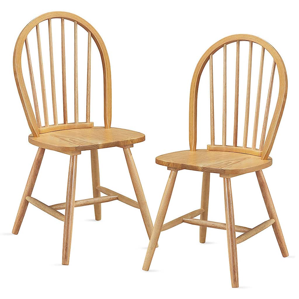 Set of 2 Wood Dining Chairs Windsor Chairs with High Spindle Back