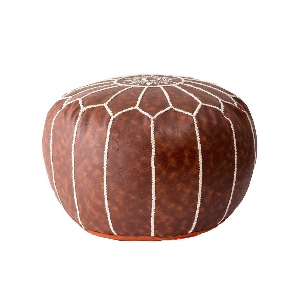 Nuloom Classic Moroccan Lightweight Faux Leather Ottoman Pouf