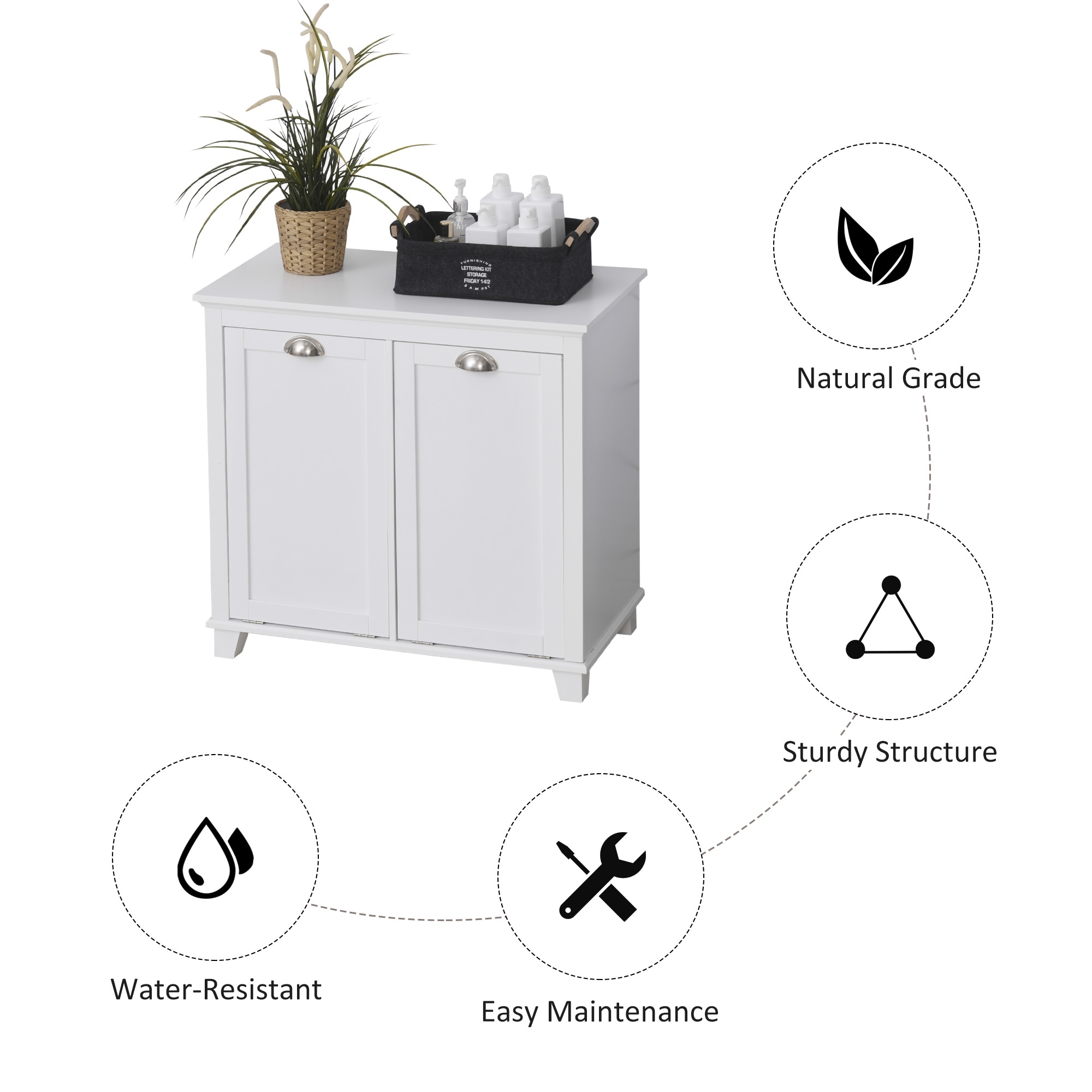 Homcom laundry room organization and storage cabinet freestanding furniture with 2 deals tilt out hamper design