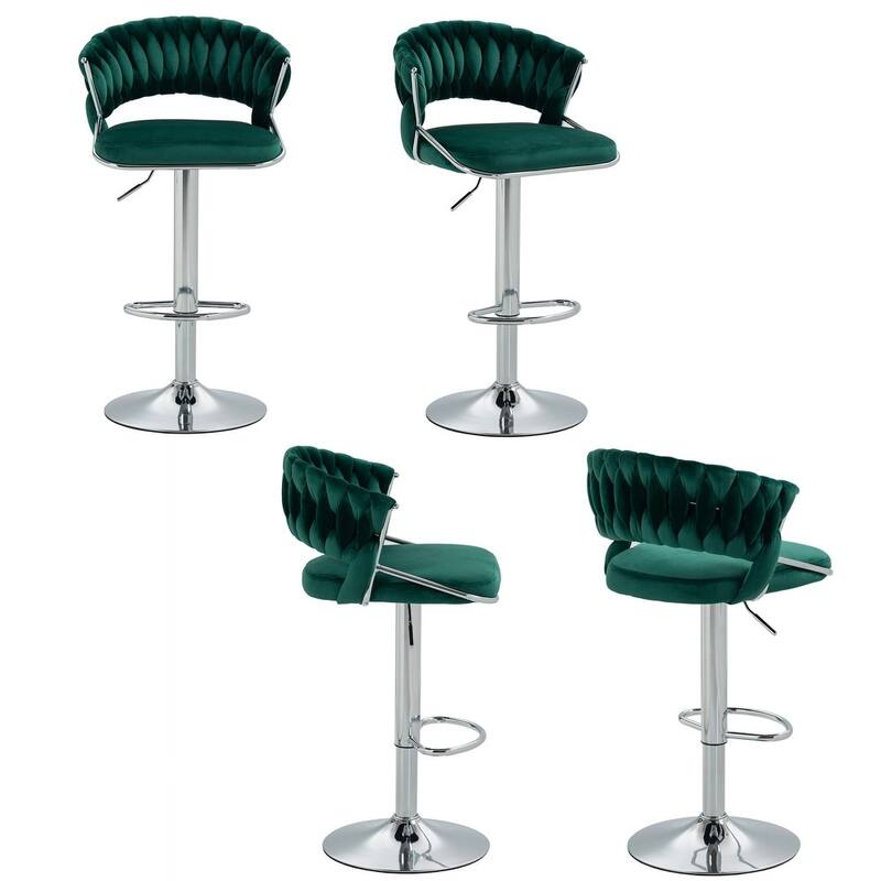 Modern Velvet Counter Bar Stools with Backs(Set of 4)