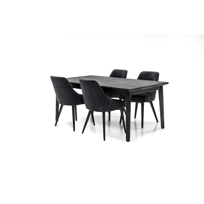 Lileth Modern River Gray Dining Chairs with Acacia Wood Legs - Set of 2 - N/A