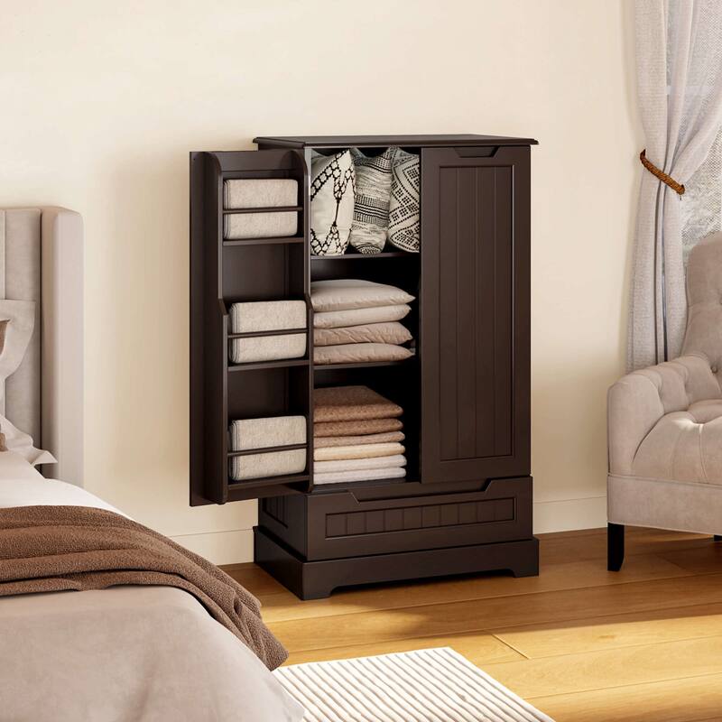 Kitchen Pantry Storage Cabinet, Freestanding Storage with Shelves and 1 Drawer