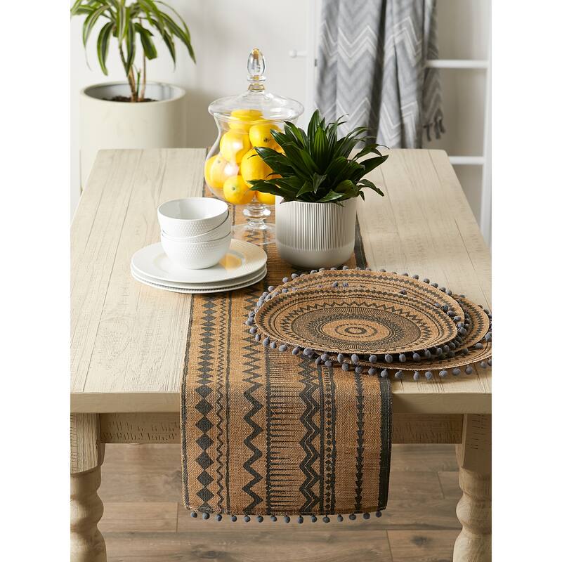 DII Block Print On Natural Round Jute Placemat (Set of 6)