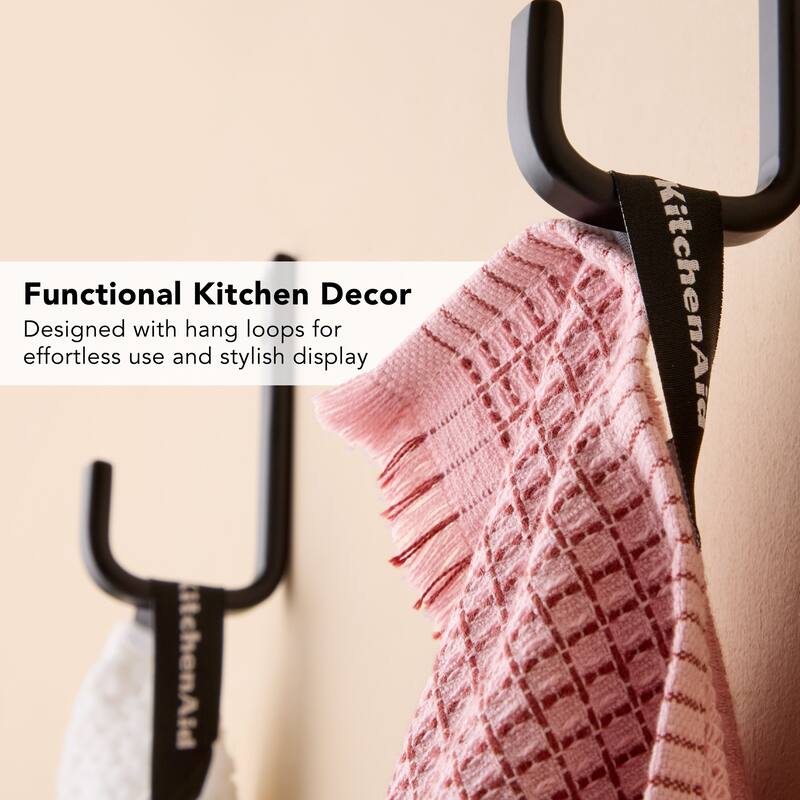 KITCHENAID Gourmet Series Gridlines Kitchen Towels 3-Pack Set, 100% Cotton Absorbent - 18"x28"