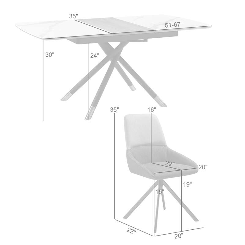 Alora Maverick Extendable 5 Piece Dining Set with Swivel Chairs