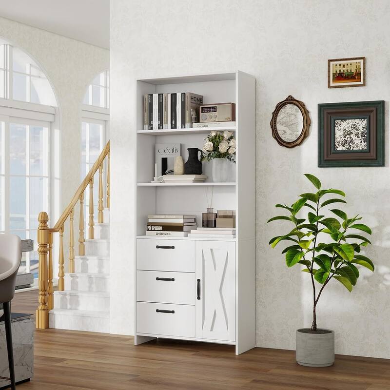 3-Tier 71" Tall Bookcase Shelf for Bedroom Living Room Entrance - N/A