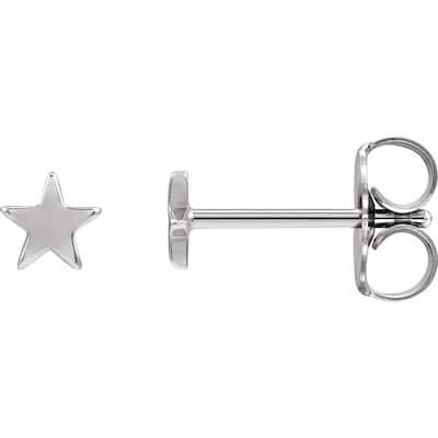 Curata 14k White Gold 4mm Polished Star Earrings