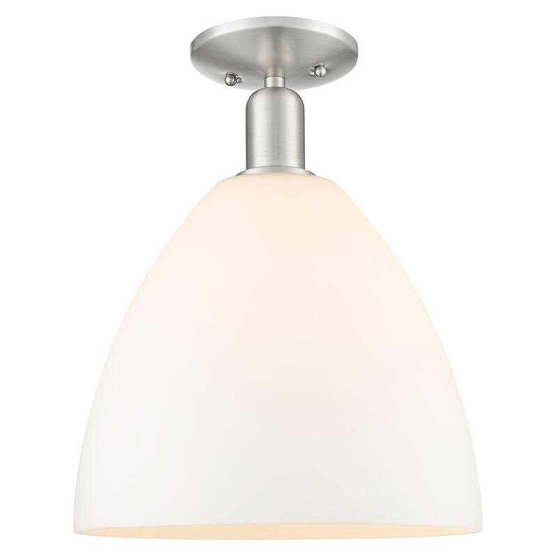 Innovations Lighting 716-1C-15-12 Bristol Semi-Flush Bristol 12" Wide - Brushed Satin Nickel / Matte White