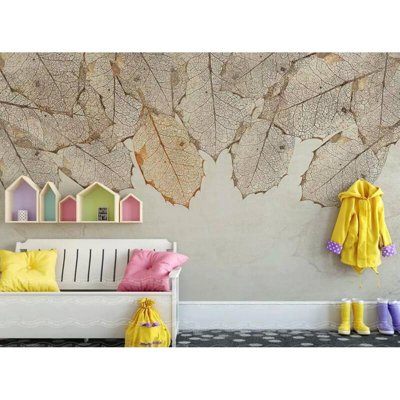 GK Wall Design Autumn Leaf Veins Brown Leaves Removable Wallpaper