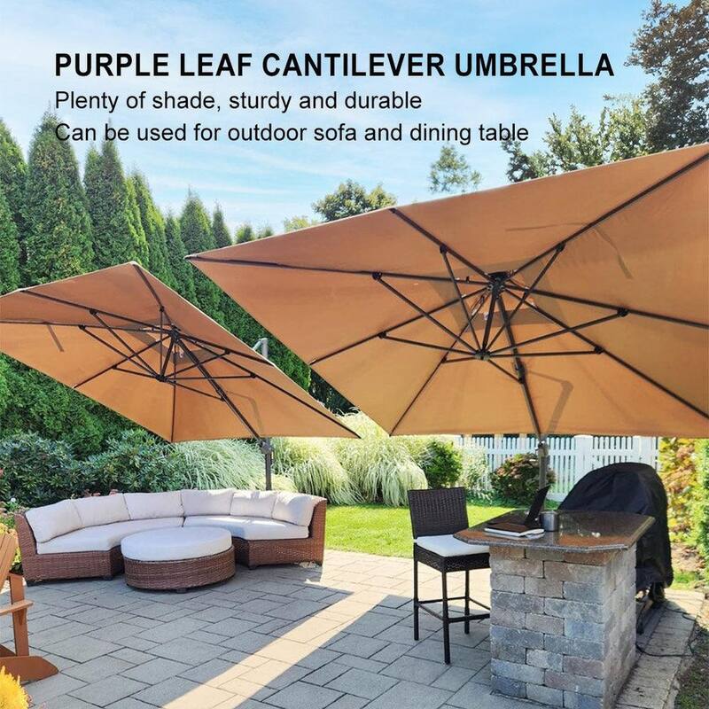 PURPLE LEAF Patio Cantilever Umbrella with 360 Degree Rotation