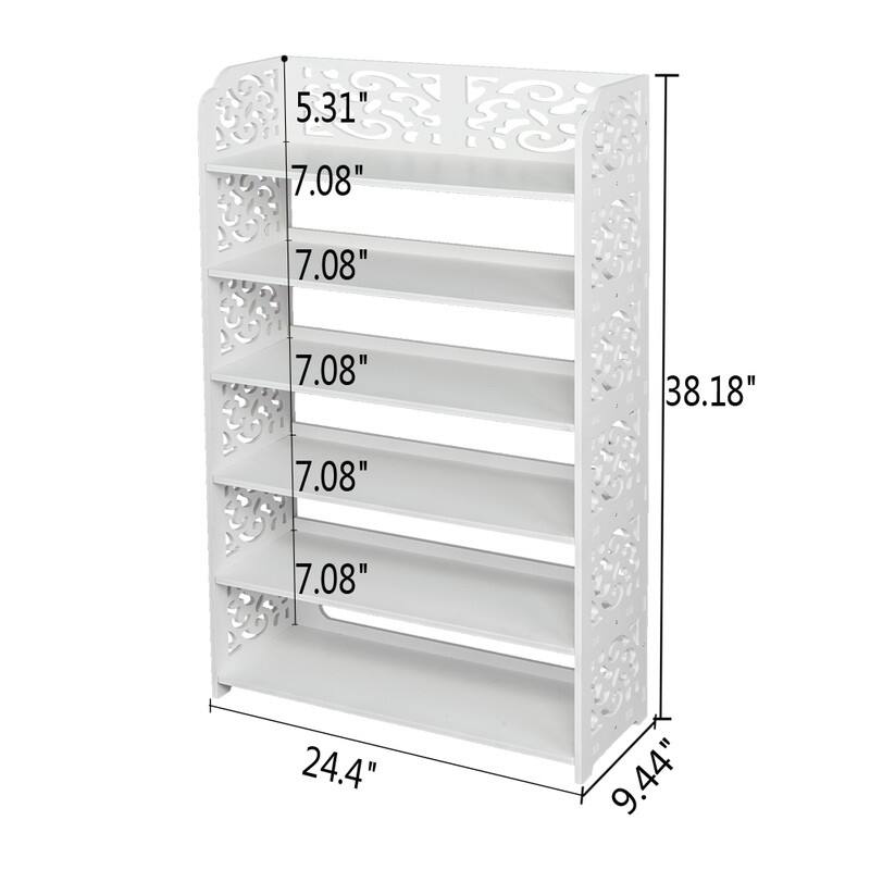 6 Tiers Shoes Rack Storage Organizer Wood-Plastic Board Shoe Tower Free Standing