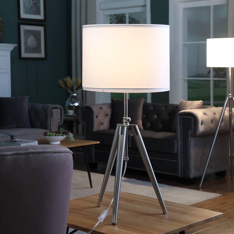 Mid Century Modern Adjustable Tripod Metal Chrome Table Lamp