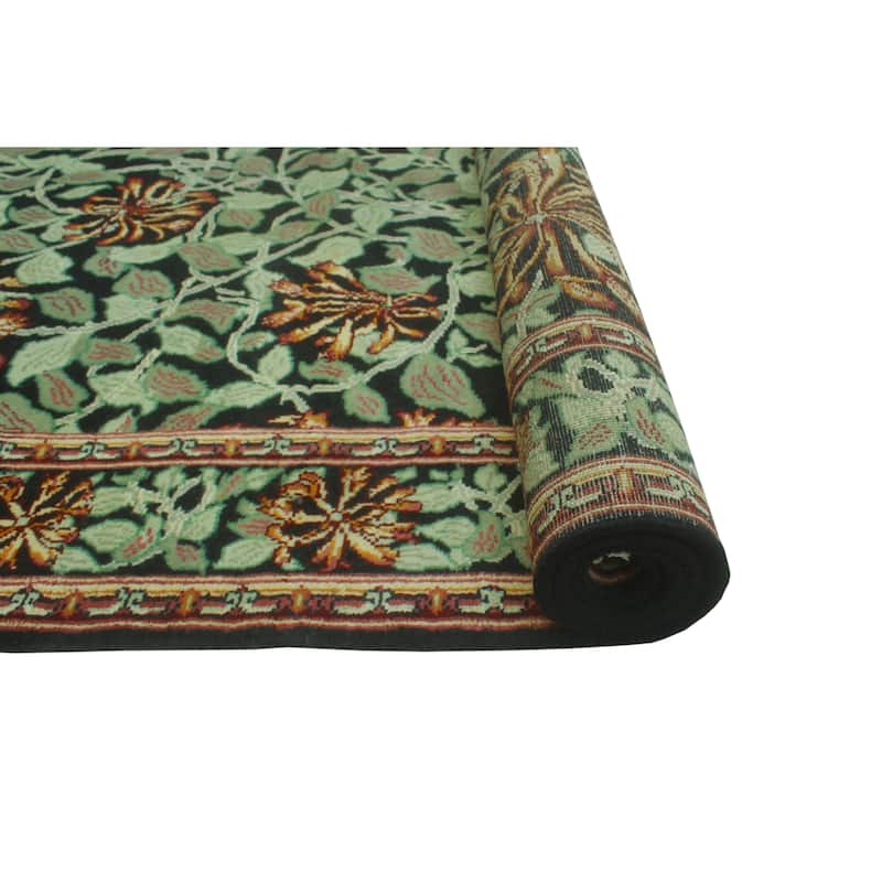 Pak-Persian Basrabian Black/Ivory Rug - 4'0" x 6'1"