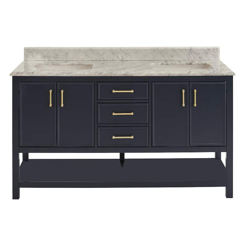 Lilleham Bathroom Sink Vanity with White Marble Veneer Stone Top by iNSPIRE Q Classic