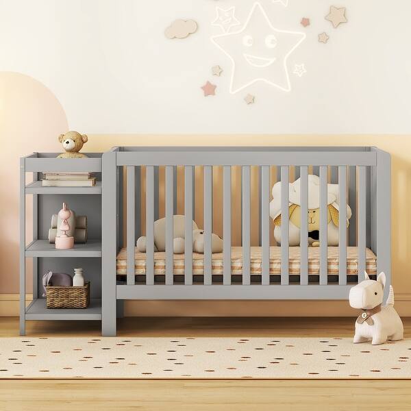 slide 2 of 55, Convertible Crib/Full Size Bed with Changing Table