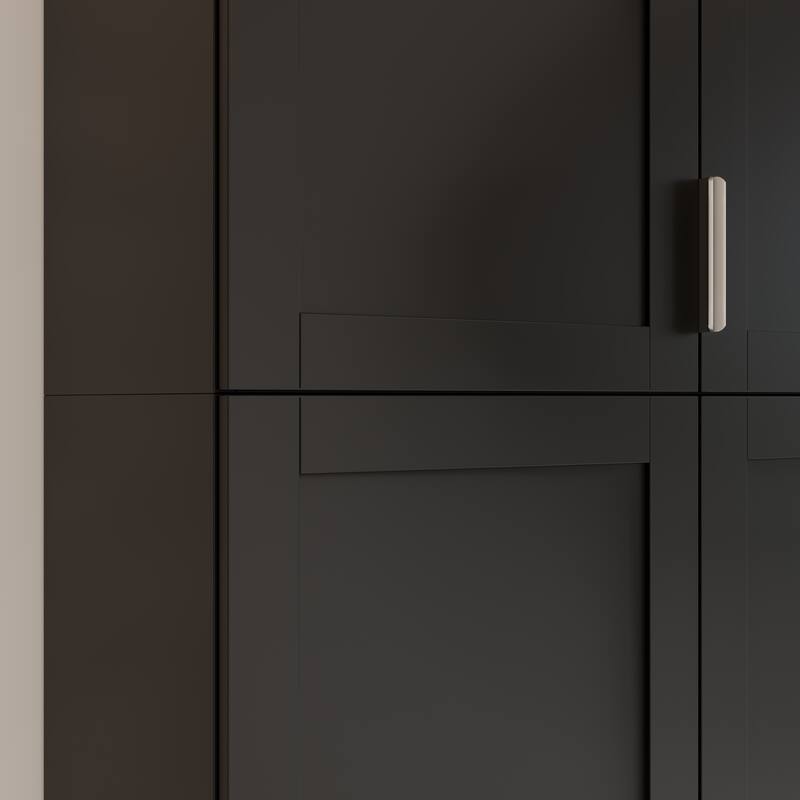 Bookshelves Tall Black Storage Cabinet with Doors, 90.6" Freestanding Pantry Cabinet, Modern Vertical Organizer