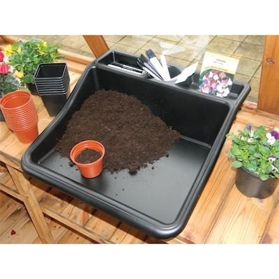 Compact Garden Tidy Tray with Shelf - 19"L x 19.5"W x 6"H; 2lbs