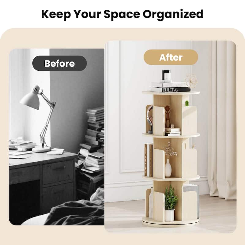 Costway 1/2 PCS 3-Tier Rotating Bookshelf 360° Display Rack with - See Details