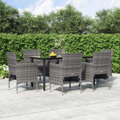 vidaXL Patio Dining Set Outdoor Dining Set Table and Chair Set for Garden - 63" x 31.5" x 29.1"