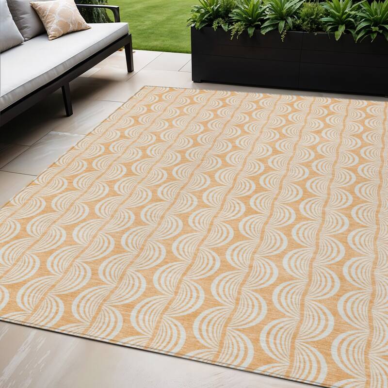 HomeRoots Ogee Transitional Rectangle Outdoor Rug - 5' X 8'