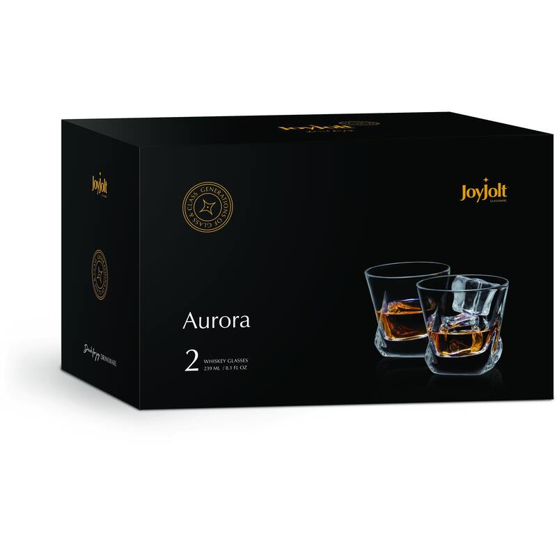 JoyJolt Aurora Whiskey Glasses - 7.6 oz - Set of 2 - 8.1 oz