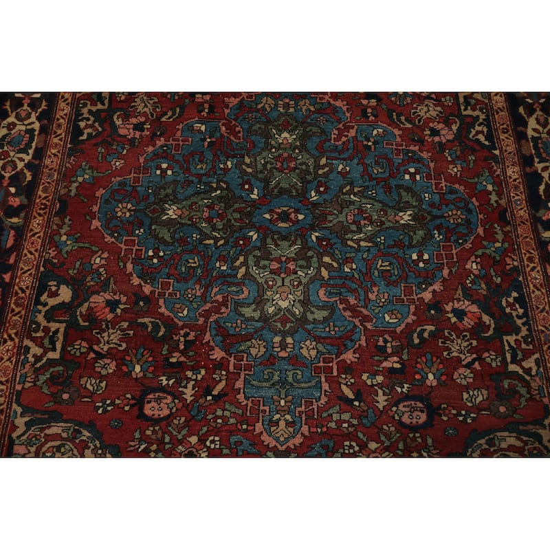 Hand Knotted Oriental 100% Wool Carpet Traditional Floral Navy Blue & Blues Bakhtiari Area Rug - 6' 6'' X 5' 2''