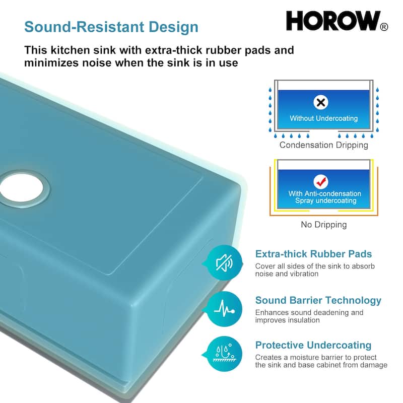 HOROW 16G Stainless Steel 30 in. Single Bowl Undermount Workstation Kitchen Sink with Cutting Board, Bottom Grid, Strainer