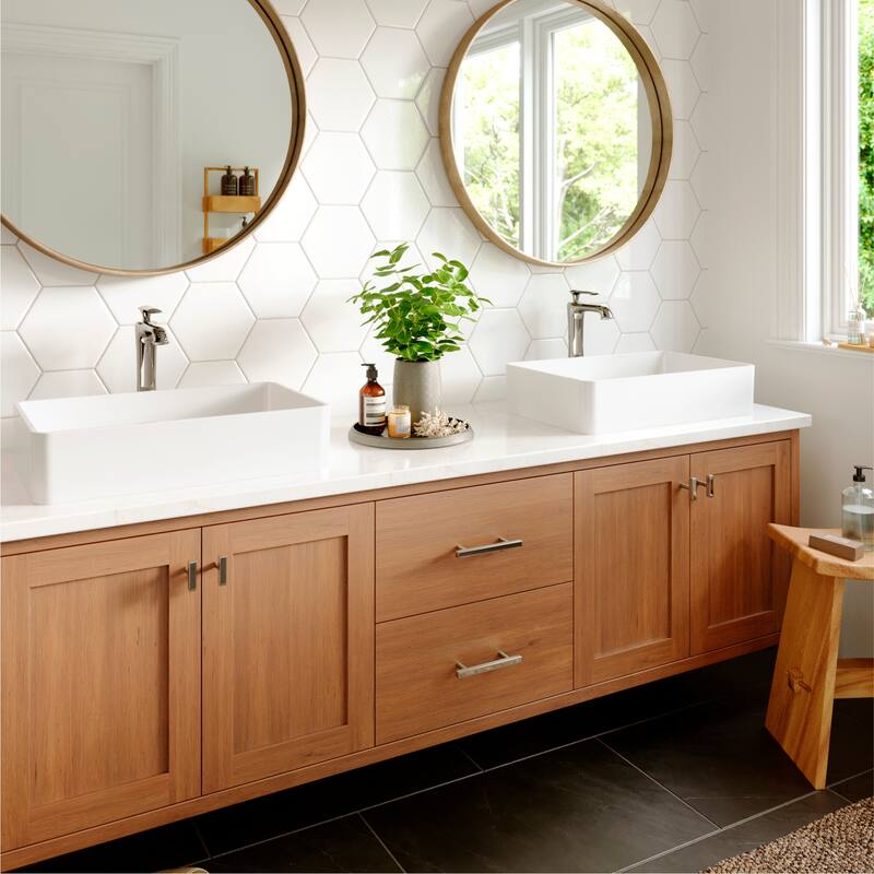 Karran Woodburn Single Hole Single Handle Vessel Bathroom Faucet with Matching Pop-Up Drain