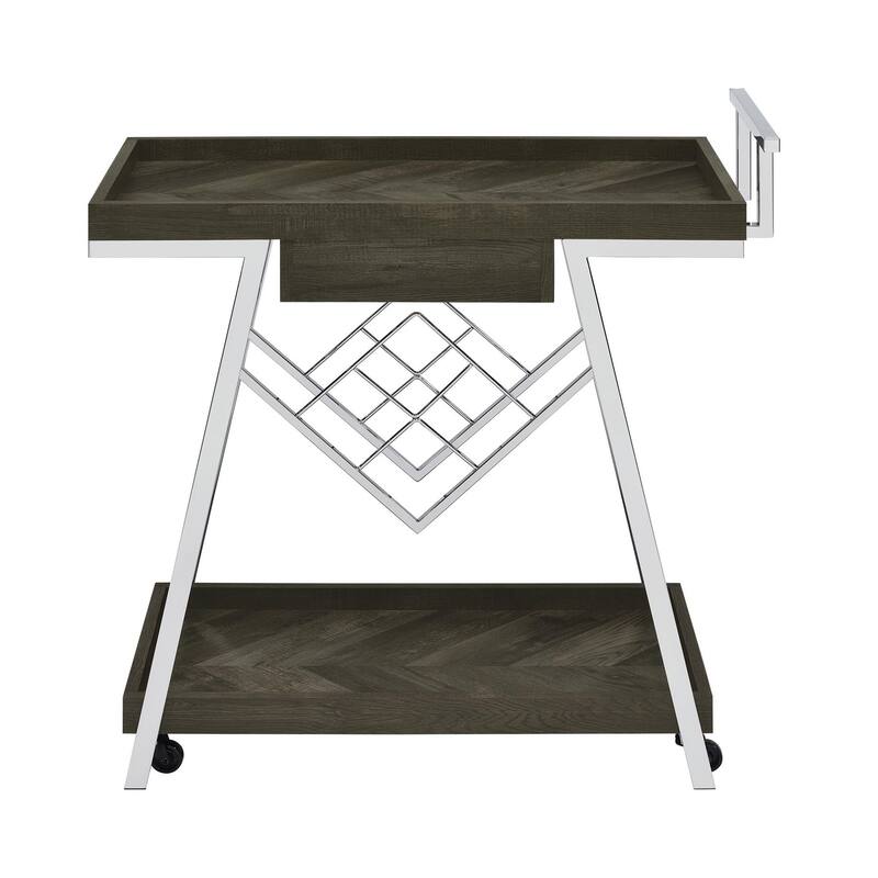 Stremler 2-tier Bar Cart with Storage Drawer