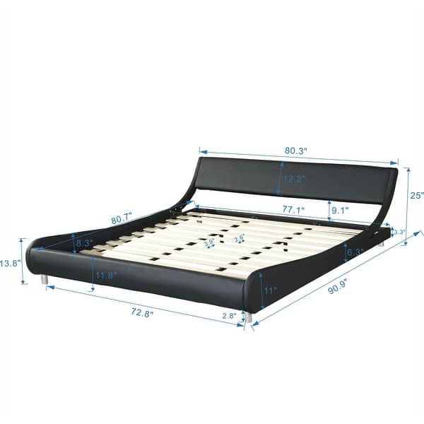 King Size Platform Bed Frame with led lighting,Curve Design - Bed Bath ...